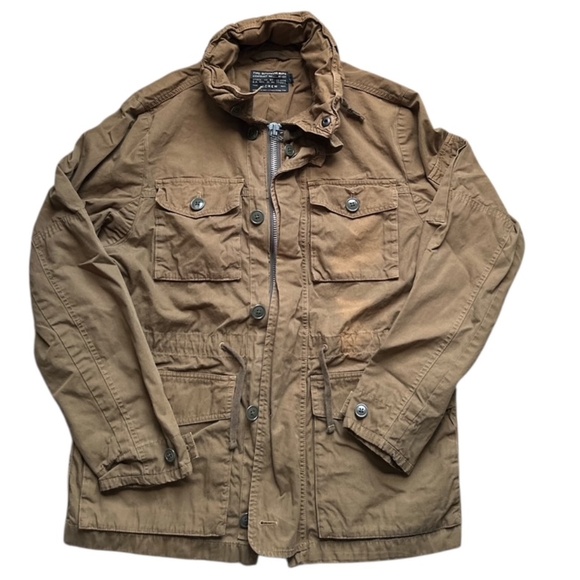 J Crew Jacket Field Mechanics Brown Size M Hood Utility Military READ - Picture 1 of 11
